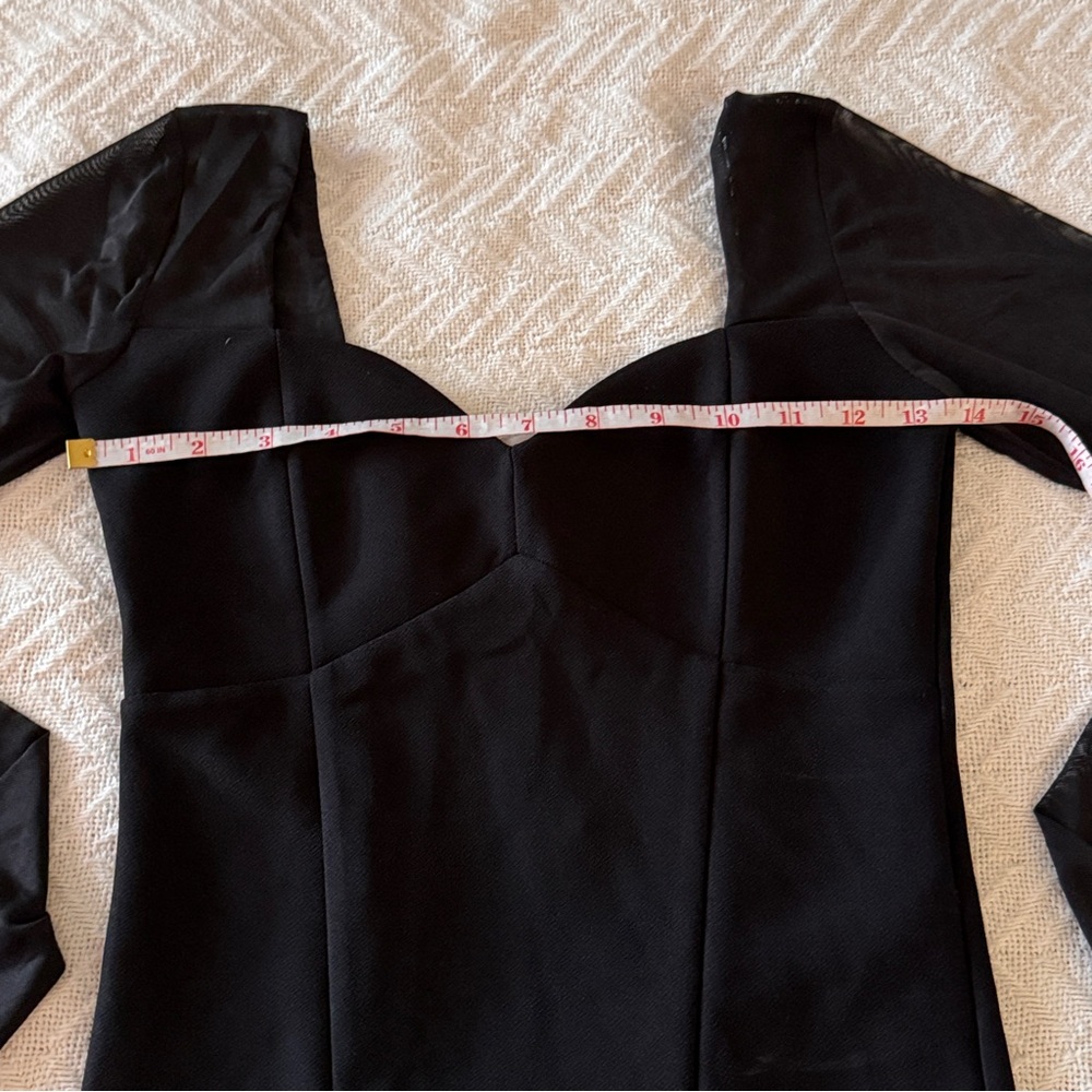 NWT Abercrombie Long-Sleeve Mesh Crepe Sweetheart Bodysuit in Black - Picture 8 of 15